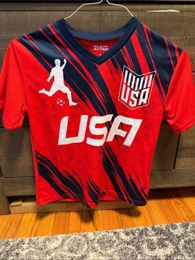 USA Red & Navy Kids Soccer Jersey -